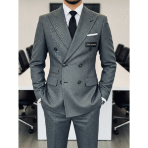 Executive Charcoal Double-Breasted Suit