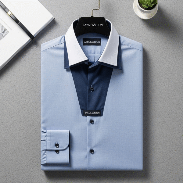 Zaya Fashion Contrast Collar Formal Shirt